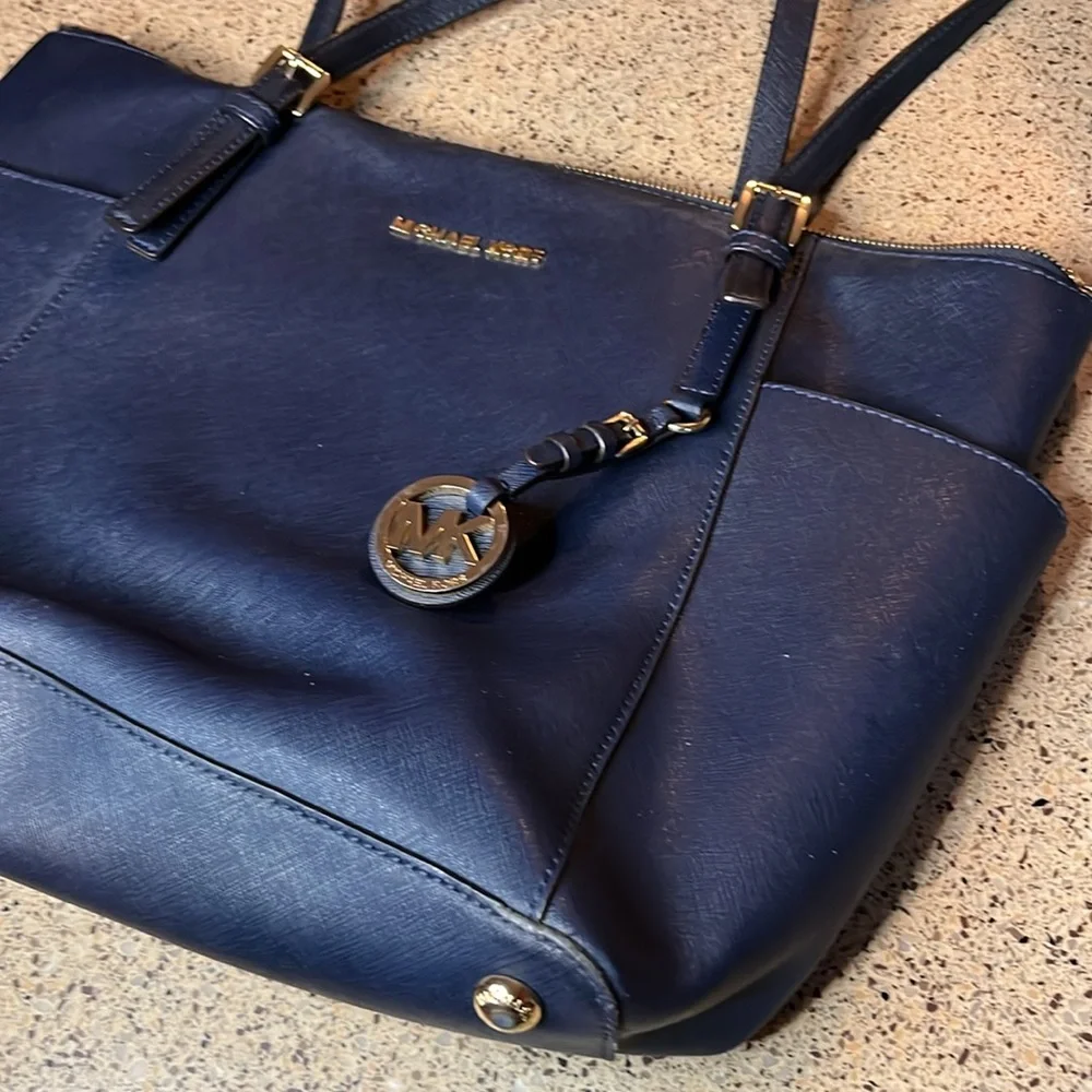 Michael Kors Large Blue Leather Shoulder Bag